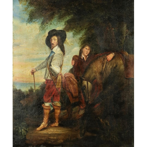 710 - After Anthony Van Dyck (1599 - 1641)'Portrait of King Charles I in Hunting Attire by his Horse and t... 