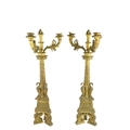 A fine pair of 19th Century gilt bronze - three branch - four light Candelabra, probably Italian aft... 