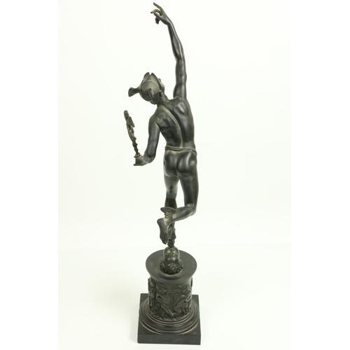 809 - A 19th Century classical bronze Figure modelled as Mercury, holding the Medusa standing one foot on ... 