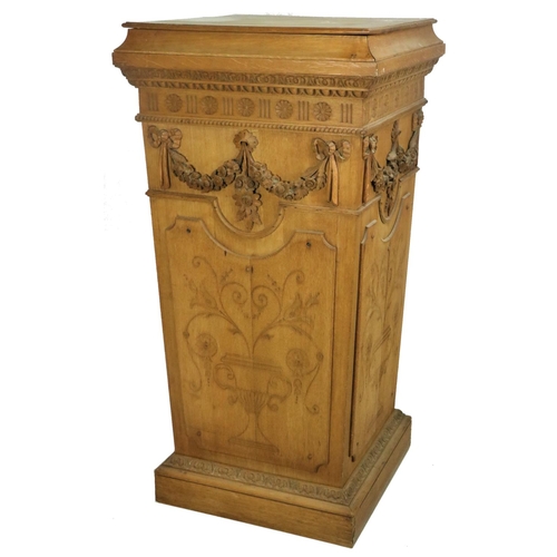 812 - An attractive carved pine Pedestal,  decorated in the Georgian taste, the square top over an ap... 