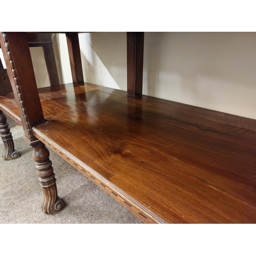 816 - A quality large 19th Century bow fronted Side Table, with brass gallery, the plain top with herringb... 