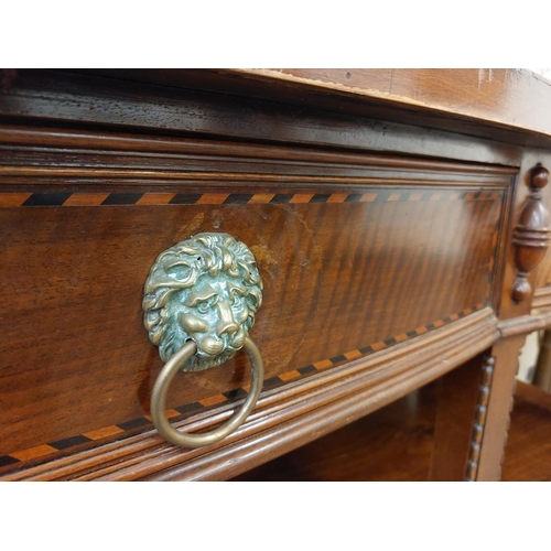 816 - A quality large 19th Century bow fronted Side Table, with brass gallery, the plain top with herringb... 