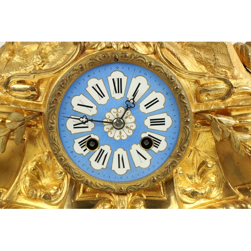 818 - A gilt metal and silvered French Mantle Clock, the top surmounted with a Medieval General in full ar... 