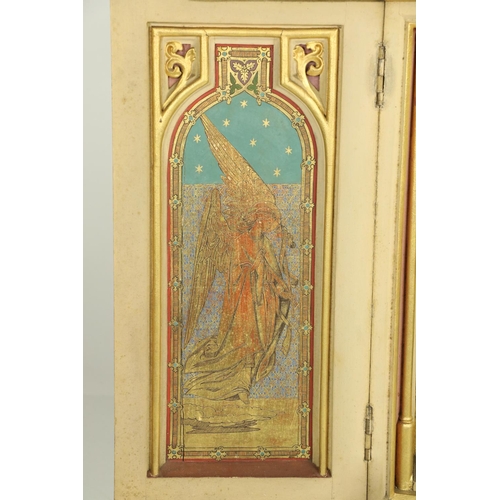 827A - A 19th Century plaster and hand painted folding Triptych, depicting the Nativity, highlighted in gil... 