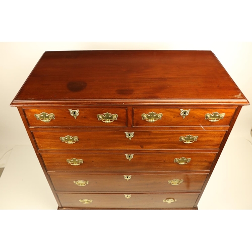 828 - A George III period mahogany Chest, the rectangular moulded top above four long and two short drawer... 