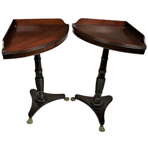 814 - A pair of very unusual 19th Century bow fronted mahogany Corner Occasional Tables, each with a galle... 