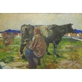 Maurice MacGonigal PRHA (1900–1979)Milking the Cows  c. 1934, oils on canvas, 127cms x 86cms (50” x ... 