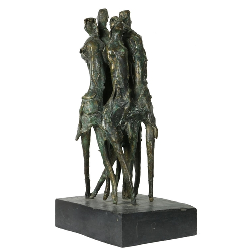 381 - Edward Delaney, RHA (1930-2009)"Famine Group," bronze, approx. 34cms (13") mounted on slate marble. ...