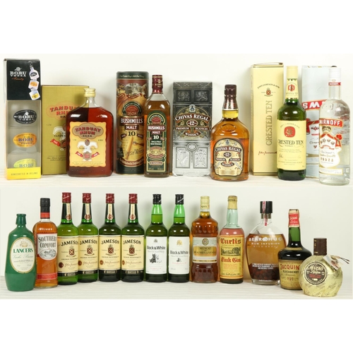 410 - Whiskies, Scotch etc:  A collection to include Jameson, Black & White, Bushmills and other Liquo... 