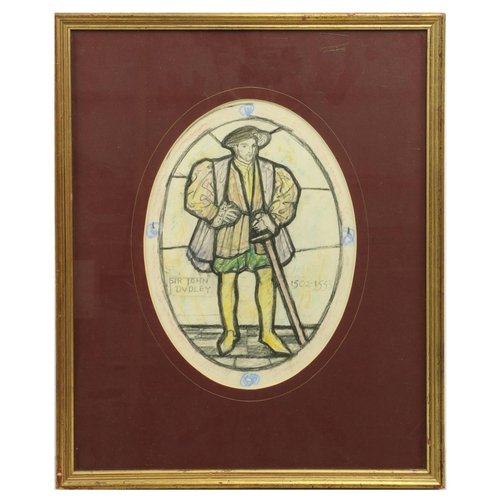 127 - Sidney Harold Meteyard, (1868-1947)Studios for Stain Glass Watercolour: 'Sir John Dudley, 1502 - 155... 