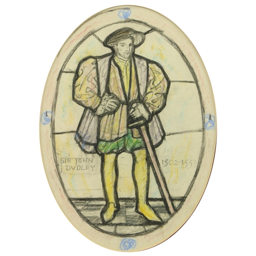 127 - Sidney Harold Meteyard, (1868-1947)Studios for Stain Glass Watercolour: 'Sir John Dudley, 1502 - 155... 