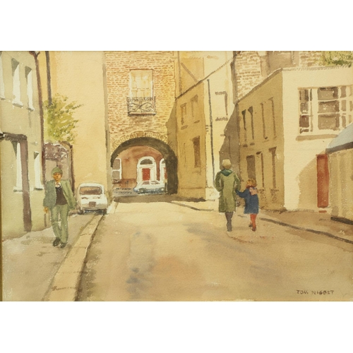 239 - Tom Nisbett, RHA (1909 - 2001)'Looking onto Baggott Street,' watercolour, approx. 30cms x 38cms (12