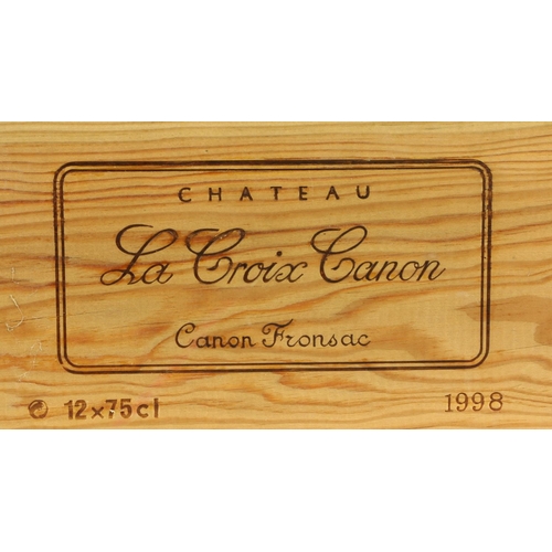 391 - Chatau La Croix Canon 1998Canon Fronsac12 Bottles. (12)