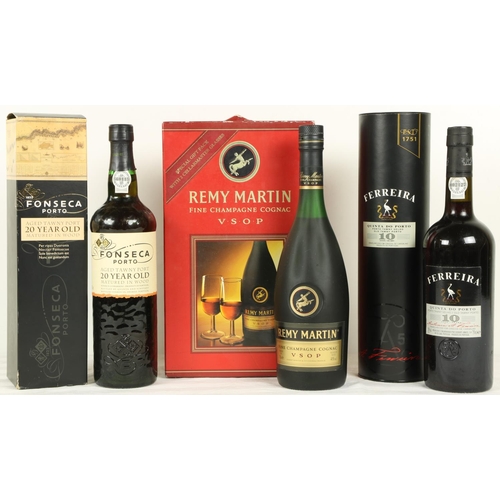 400 - Brandy and Port:  A Presentation Box of 'Remy Martin' V.S.O.P. with glasses; together with a boxed B... 