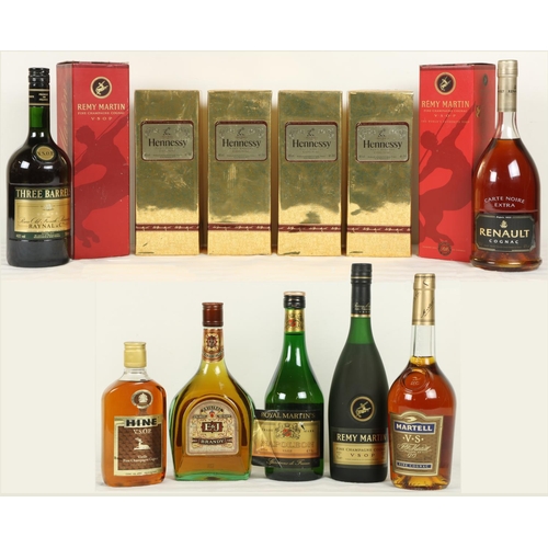 401 - Cognacs:  A collection of Hennessy (four boxed bottles) Remy Martin, Martell and others, as a c... 