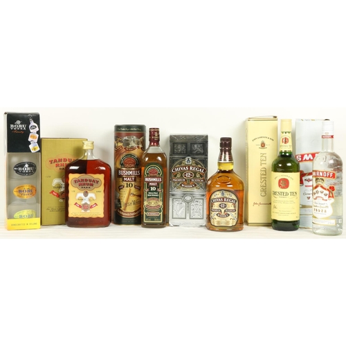 410 - Whiskies, Scotch etc:  A collection to include Jameson, Black & White, Bushmills and other Liquo... 