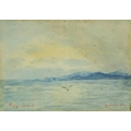 William Percy French, Irish (1854-1920) “Galway Bay”, view of the Twelve Pins over Galway Bay, on re... 