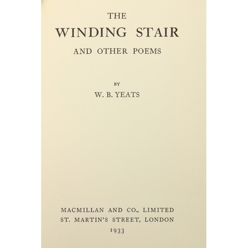 142 - Yeats (W.B.) The Winding Stair and Other Poems, 8vo London (MacMillan & Co.) 1933. First Edn., h... 