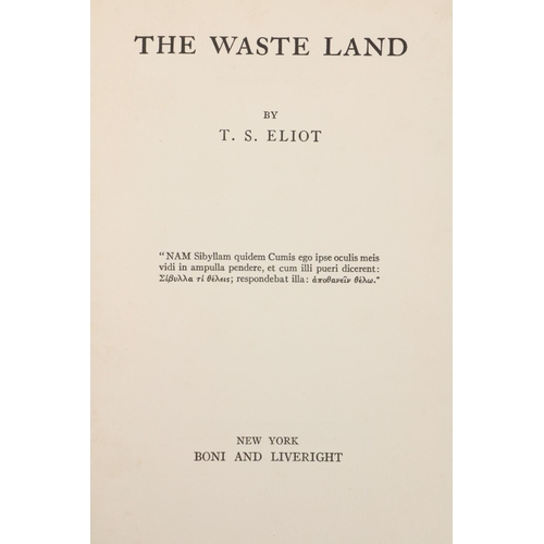 25 - Rare Limited Second EditionEliot (T.S.) The Waste Land, 8vo New York (Boni and Liveright) 1922. No. ... 