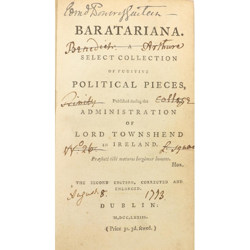 5 - [Langrishe (H.) & Others] Baratariana, A Select Collection of Fugitive Political Pieces, Pu... 