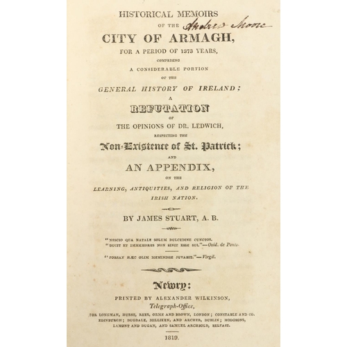 60 - Newry Printing: Stuart (James) Historical Memoirs of the City of Armagh, Tall 8vo Newry 1819.&n... 