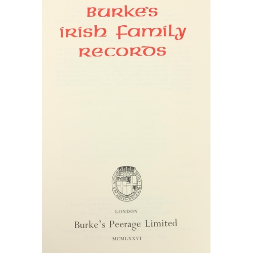 82 - Genealogy: Burkes Irish Family Records, sm. thick folio Lond. 1976. Orig. gilt decor. crimson c... 