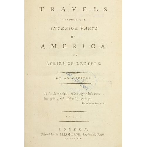 412 - [Anburey (Thos.)] Travels through the Interior Parts of America, In a Series of Letters, 2 vols. 8vo... 