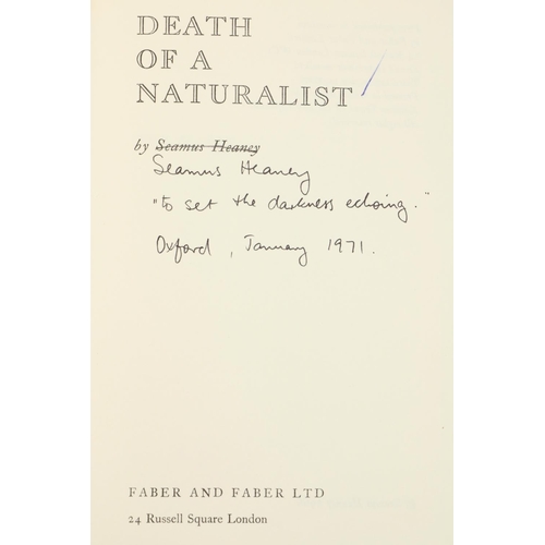 444 - Signed & Inscribed Copy of Author's First CollectionHeaney (Seamus) Death of a Naturalist, 8vo L... 