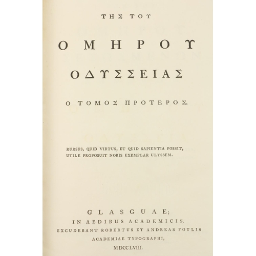 477 - A Typographic Gem in Fine Original ConditionGlasgow Printing: Homer - Iliad and Odyssey, 4 vols. in ... 