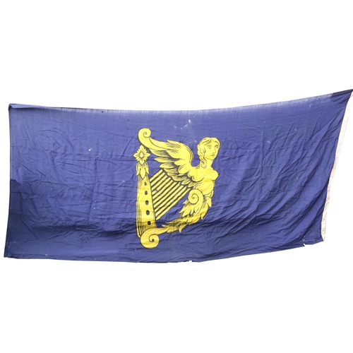 606 - Maid of Erin Flag. A large and impressive blue linen Flag, approx. 10' x 5' (4 meters x 2 meters), w... 