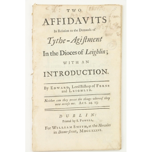 623 - Ferns & Leighlin: [Synge] Edward, Lord Bishop of Ferns and Leighlin, Two Affidavits in Relation ... 