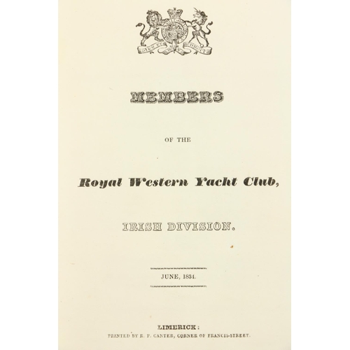 625 - Early Limerick PrintingFine Binding: Yachting - Members of the Royal Western Yacht Club - Irish... 