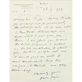 'Goes on Just as Well if Read Backwards'Joyce (James) Autograph Letter Signed to 'Dear Mr [Thomas] P... 