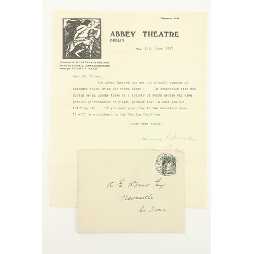 660 - Robinson (Lennox).  ALS, 1 pp, on headed Abbey Theatre Notepaper, 18 June 1927, to A.E. Warner ... 