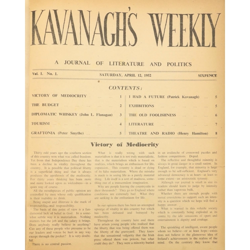 670 - For Elinor, One of only 20 sets signed by KavanaghKavanagh (Patrick) Kavanagh’s Weekly. Vol. 1 no. 1... 