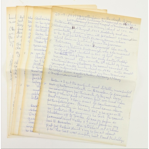 672 - Rare Private AccountManuscript: [Kavanagh (Patrick)] A Manuscript Account, 11 pages, dated 20/9/1989... 