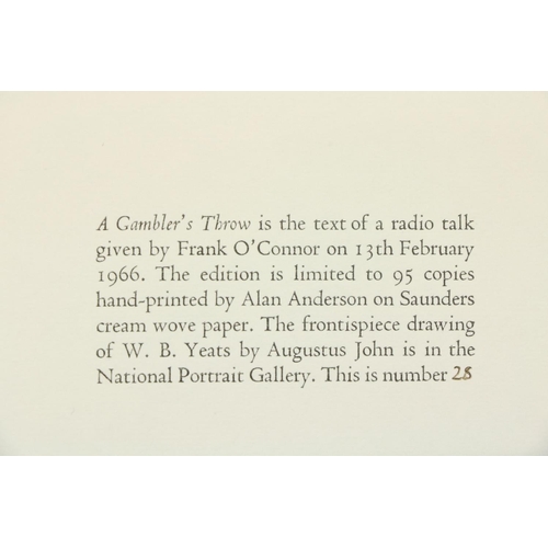 684 - Limited to 95 Copies[Yeats (W.B.)] O'Connor (Frank) A Gambler's Throw. Memories of W.B. Yeats, roy 8... 