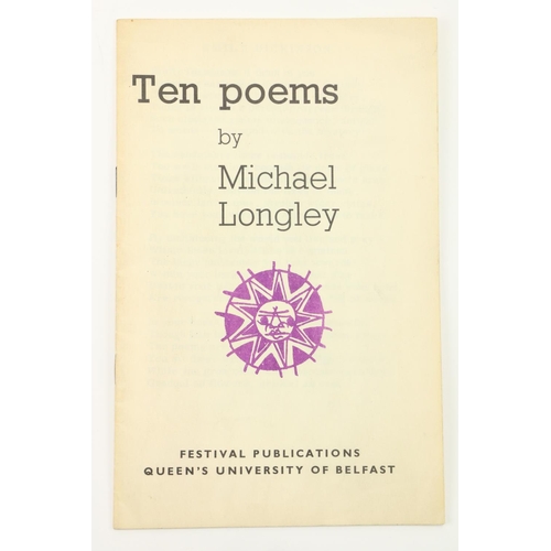 723 - Poet's First Published CollectionLongley (Michael) Ten Poems, Queen's University of Belfast Festival... 