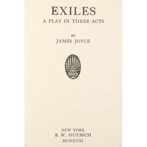 754 - First U.S. EditionJoyce (James) Exiles A Play in Three Acts, 8vo N.Y. (B.W. Huebsch) 1918, First U.S... 