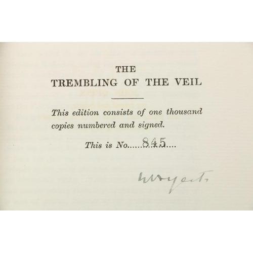 789 - Signed Limited EditionYeats (W.B.) The Trembling of the Veil, 8vo, L. (T. Werner Laurie Ltd.) 1922, ... 