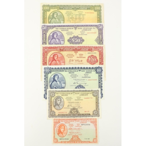 1070 - Full Lady Lavery Series SetCentral Bank of Ireland - Legal Tender Note Set to include: * £100 [(01B0... 