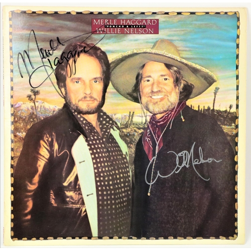 1082 - Signed by Haggard & NelsonPancho and Lefty, Lip and Cover, signed by Merle Haggard (Black marker... 