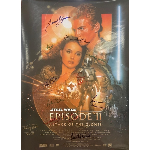 1108 - Signed by the Cast & DirectorCinema Poster: Star Wars - Episode II - Attack of the Clones, broad... 