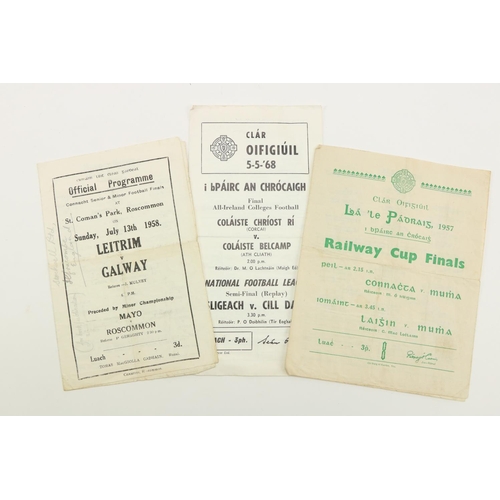 1168 - G.A.A.:  Programme: Connaught, etc 1950's/60s  A group of three Official Match Programmes for:* Rail... 