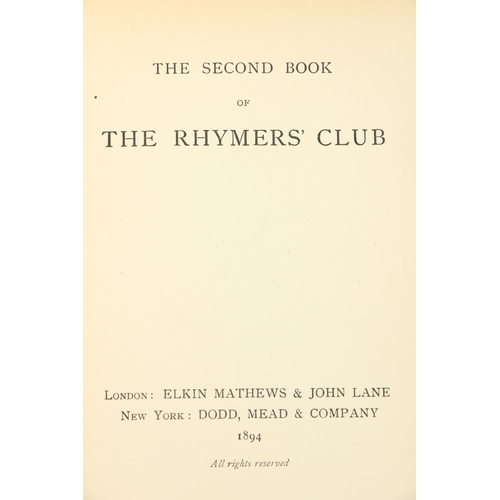 761 - Yeats (W.B.), Dawson (E.) & others, The Second Book of The Rhymers Club, sm. 4to L. (E. Mat... 