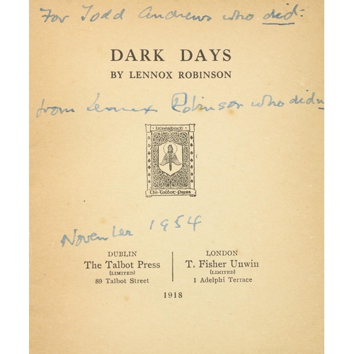 775 - For Todd Andrews, Who DidRobinson (Lennox). Dark Days D. & L. 1918, sm qto, rebound in buckram w... 