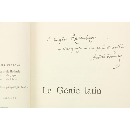 783 - Signed Presentation Copy In Very Fine BindingFrance (Anatole) Le Genie Latin, 8vo Paris (Alphon... 