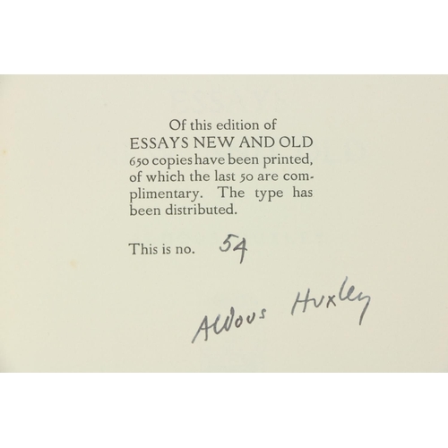 796 - Signed by Aldous HuxleyHuxley (Aldous) Eyeless in Gaza, thick 8vo, L. (Chatto & Windus) 193... 