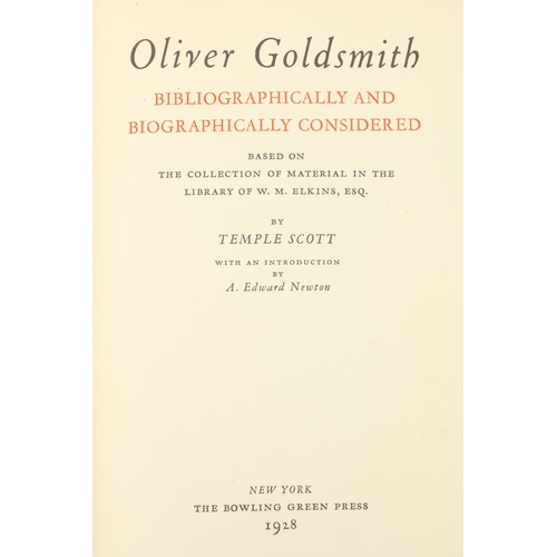 805 - [Goldsmith] Scott (Temple) Oliver Goldsmith Bibliographically and Biographically Considered, Sm. fol... 