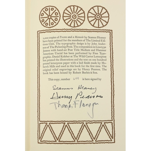 828 - Signed by Seamus Heany et alHeaney (Seamus) & Flanagan (Th.) Seamus Heaney Poems and A Memo... 